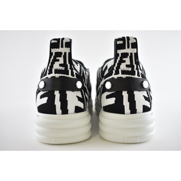 Fendi Vertigo Black White FF Logo Platform Low Top Trainer Slip On Sneaker 37.5 - Picture 11 of 12
